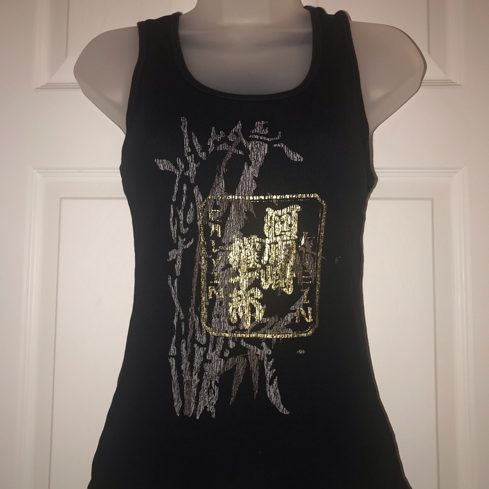 Calvin Klein foil design ribbed tank top